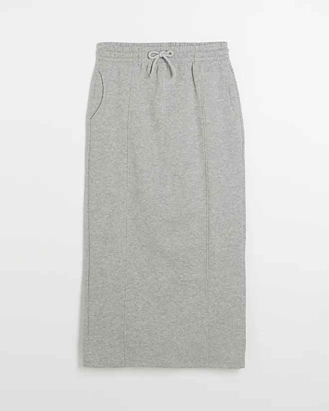 River Island sweat midi skirt Grey Sale