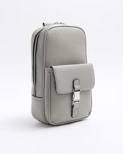 River Island textured cross body bag Grey Discount