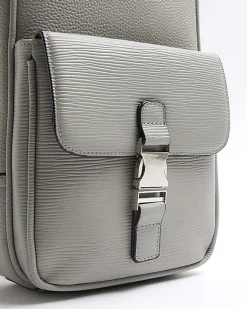 River Island textured cross body bag Grey Discount