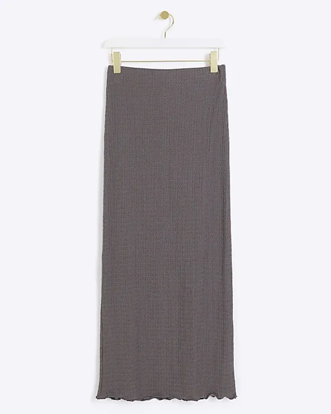 River Island textured midi skirt Grey New