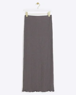 River Island textured midi skirt Grey New