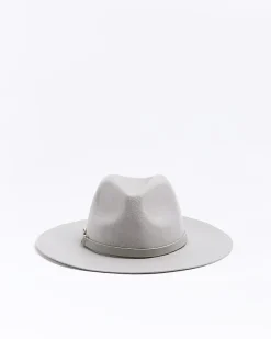 River Island wool blend fedora hat Grey Online