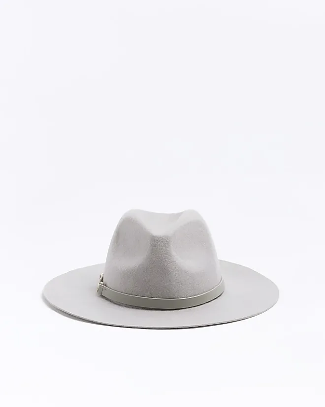 River Island wool blend fedora hat Grey Online