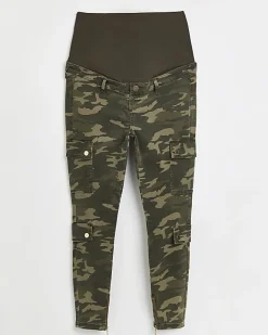 River Island camo print maternity cargo trousers Khaki Clearance