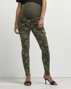 River Island camo print maternity cargo trousers Khaki Clearance