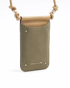 River Island canvas phone cross body bag Khaki Best