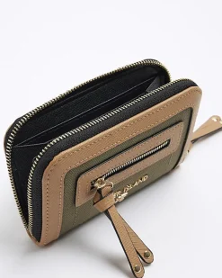 River Island canvas zip purse Khaki Discount
