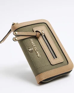 River Island canvas zip purse Khaki Discount