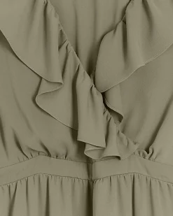 River Island frill swing maxi dress Khaki New