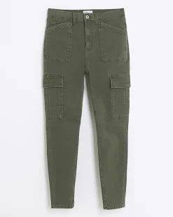 River Island high waisted skinny cargo jeggings Khaki Best