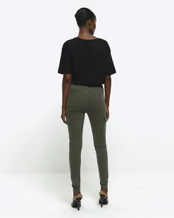 River Island high waisted skinny cargo jeggings Khaki Best