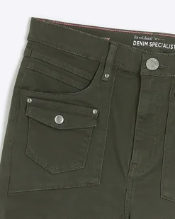 River Island high waisted skinny cargo jeans Khaki Online