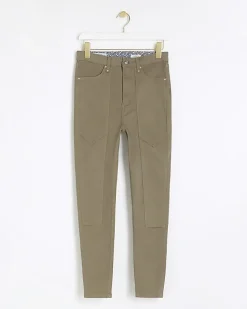 River Island high waisted skinny jeans Khaki Discount