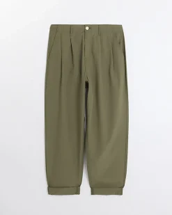 River Island High Waisted Tapered Trousers Khaki Online