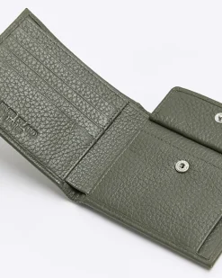 River Island leather pebbled wallet Khaki Clearance