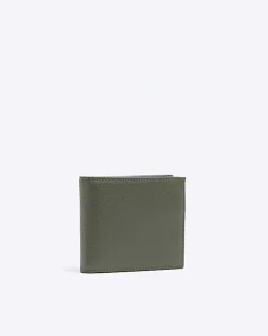 River Island leather pebbled wallet Khaki Clearance