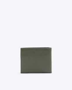 River Island leather pebbled wallet Khaki Clearance