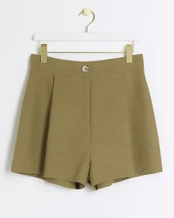 River Island linen blend high waisted shorts Khaki Discount