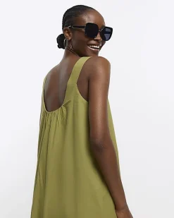 River Island midi slip dress Khaki Discount