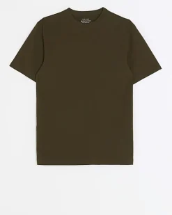 River Island muscle fit t-shirt Khaki Discount