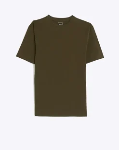River Island muscle fit t-shirt Khaki Hot