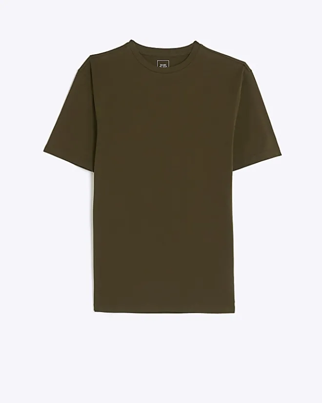 River Island muscle fit t-shirt Khaki Hot