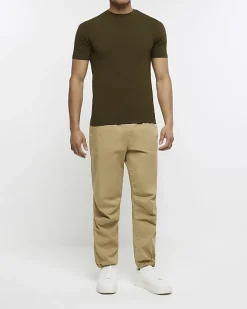 River Island muscle fit t-shirt Khaki Hot