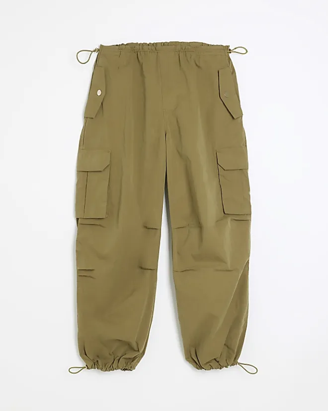 River Island parachute cargo trousers Khaki Fashion