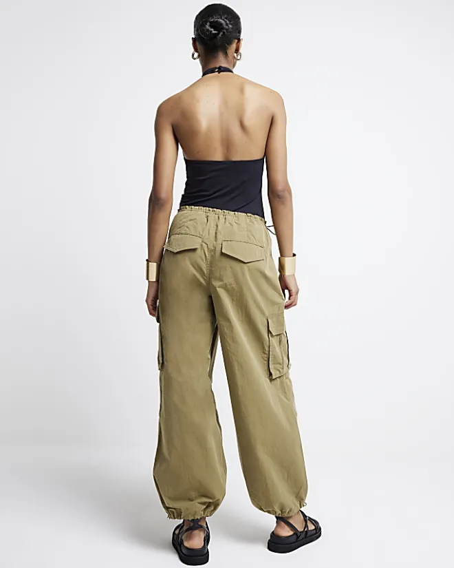 River Island parachute cargo trousers Khaki Fashion