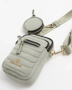 River Island quilted phone cross body bag Khaki Sale