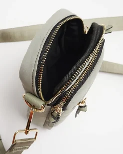 River Island quilted phone cross body bag Khaki Sale