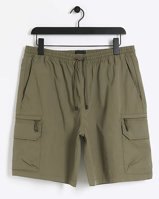 River Island regular fit cargo shorts Khaki Online