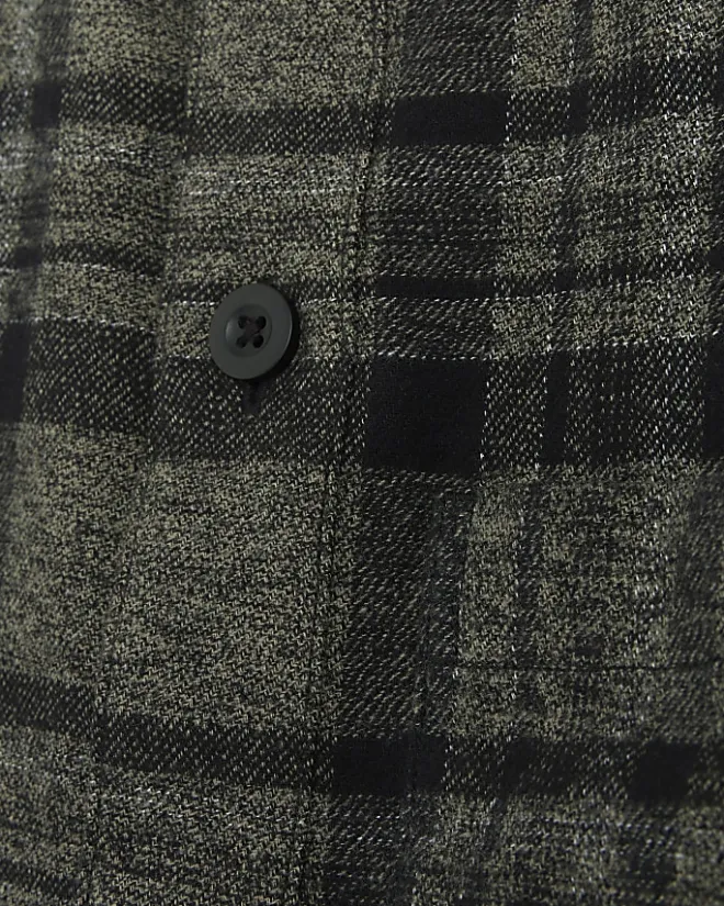 River Island Regular Fit Check Shirt Khaki Clearance