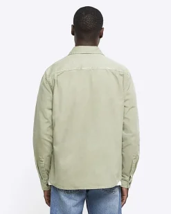 River Island regular fit chest pocket shirt Khaki Best