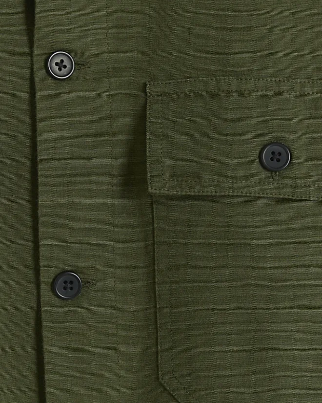 River Island regular fit linen blend smart overshirt Khaki Best