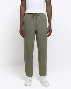 River Island regular fit pull on trousers Khaki Hot