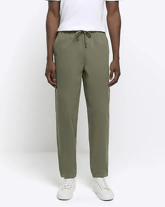 River Island regular fit pull on trousers Khaki Hot