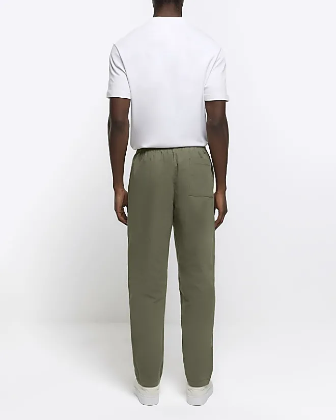 River Island regular fit pull on trousers Khaki Hot
