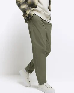 River Island regular fit pull on trousers Khaki Hot
