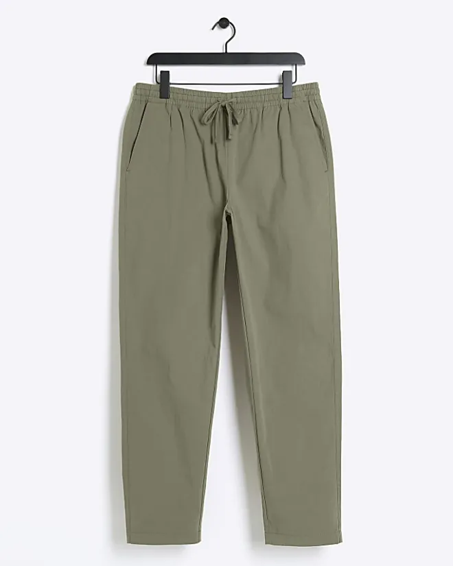 River Island regular fit pull on trousers Khaki Hot
