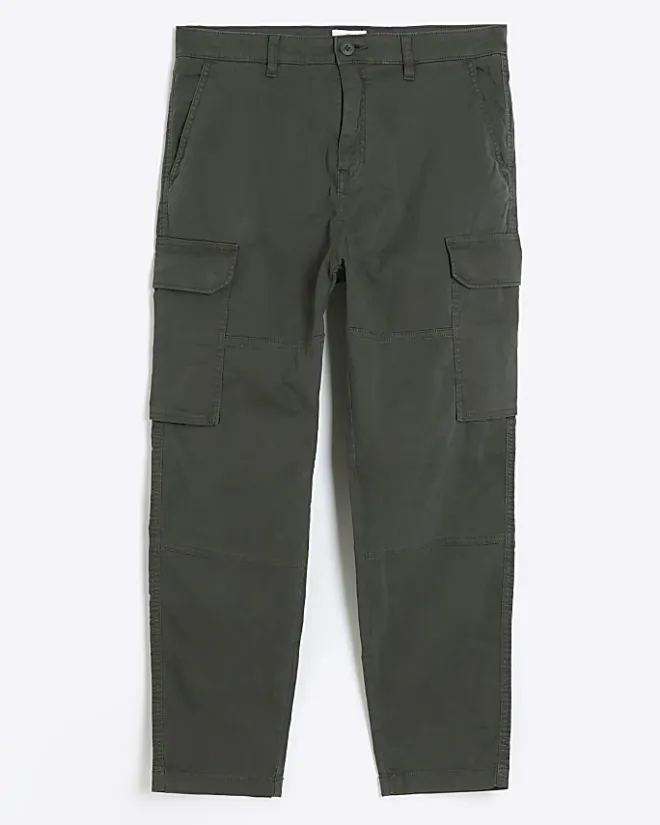 River Island regular fit utility cargo trousers Khaki Best