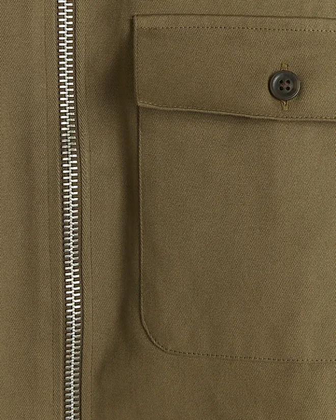 River Island regular fit zip up overshirt Khaki Fashion