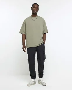 River Island RI Studio oversized fit t-shirt Khaki Clearance