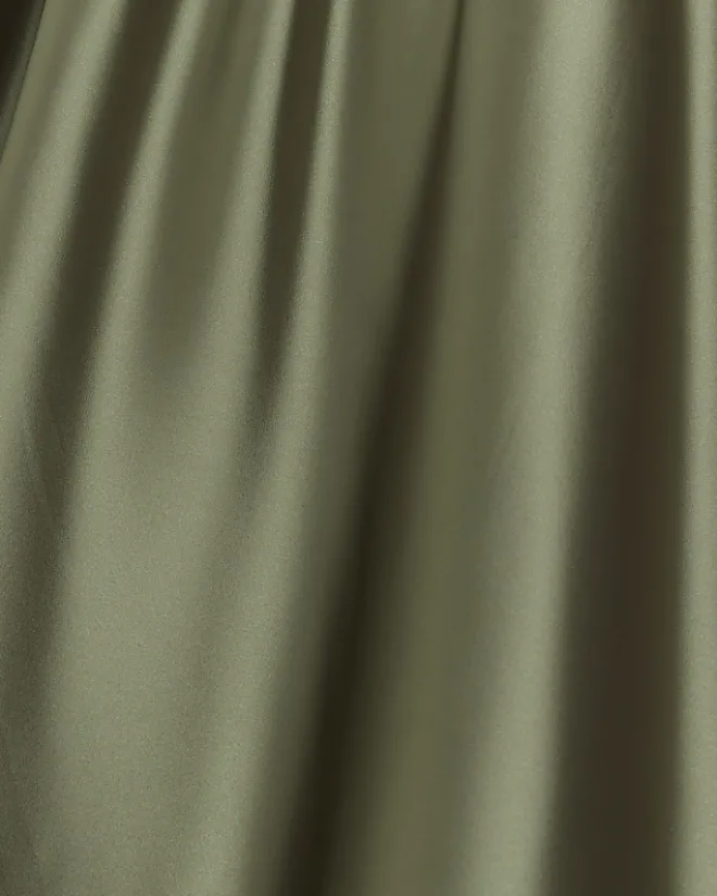 River Island Satin Tie Waist Maxi Skirt Khaki Outlet