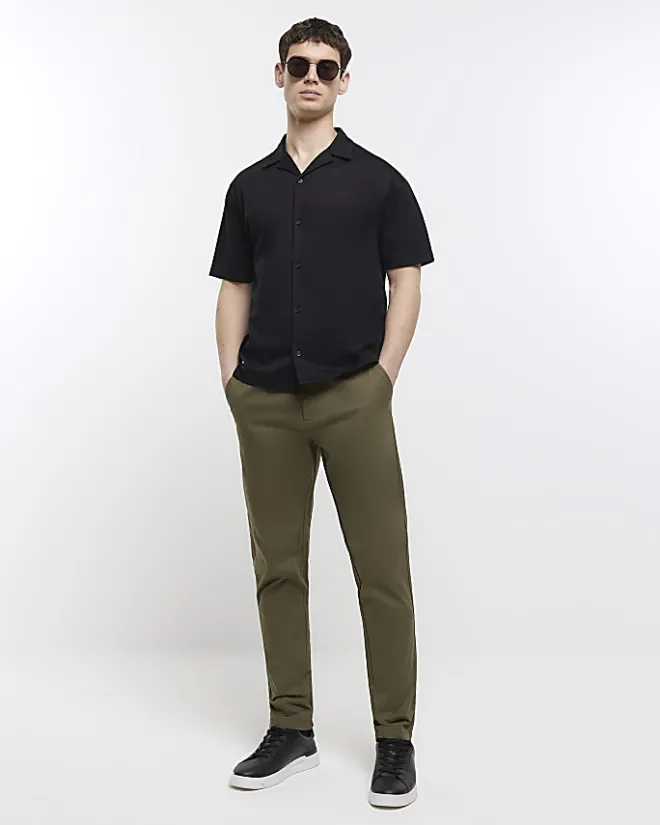 River Island slim fit casual chino trousers Khaki Fashion