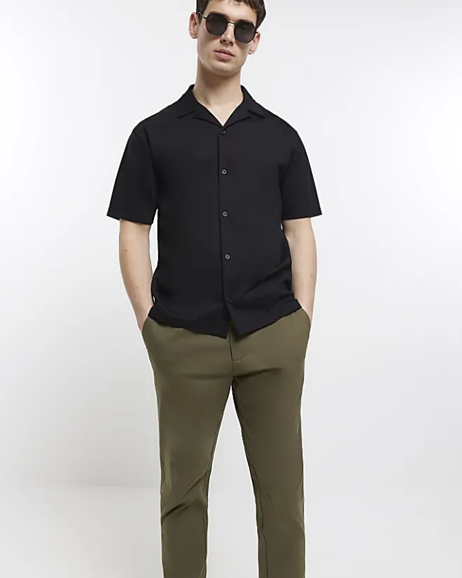 River Island slim fit casual chino trousers Khaki Fashion