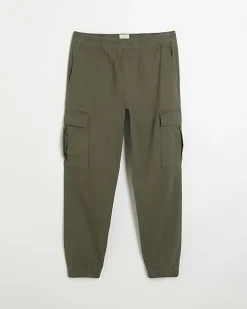 River Island slim fit cuffed cargo trousers Khaki Outlet