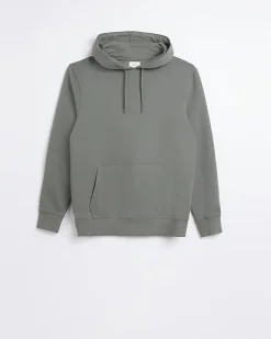 River Island slim fit plain hoodie Khaki Sale