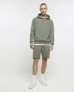 River Island slim fit plain hoodie Khaki Sale