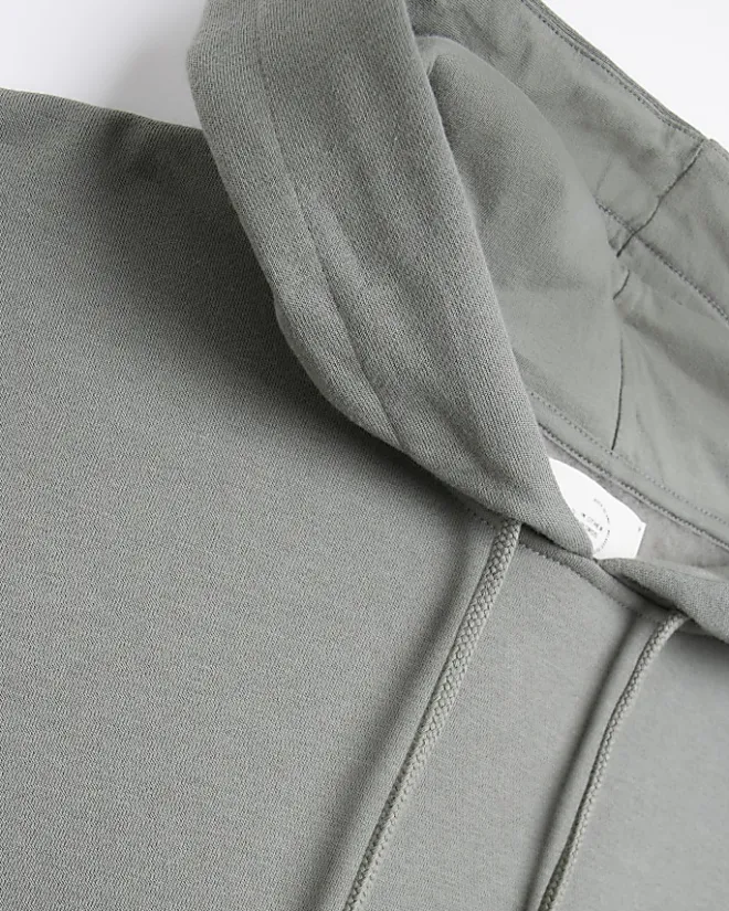 River Island slim fit plain hoodie Khaki Sale
